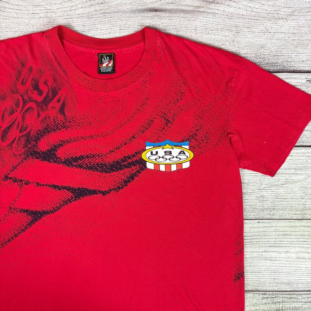 Vintage 1990s USA Olympics All Over Print Single Stitch T-shirt